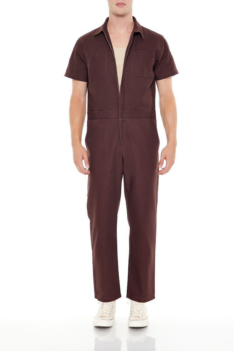 Cotton Zip-Up Coveralls | Forever 21 Product Image