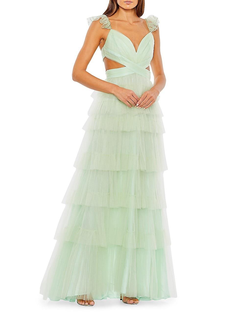 Womens Tiered Cut-Out Gown Product Image