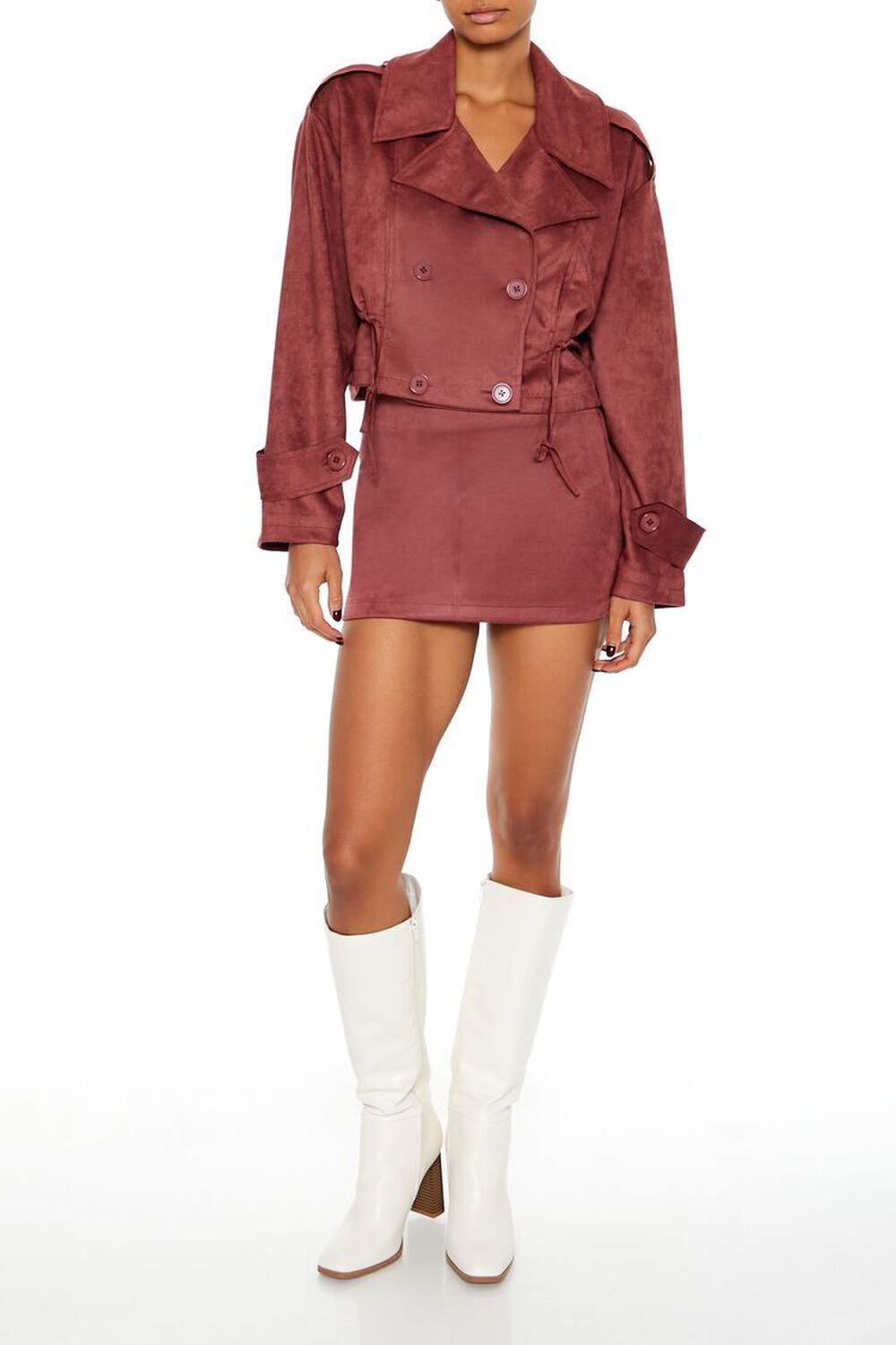 Faux Suede Cropped Trench Coat | Forever 21 product image