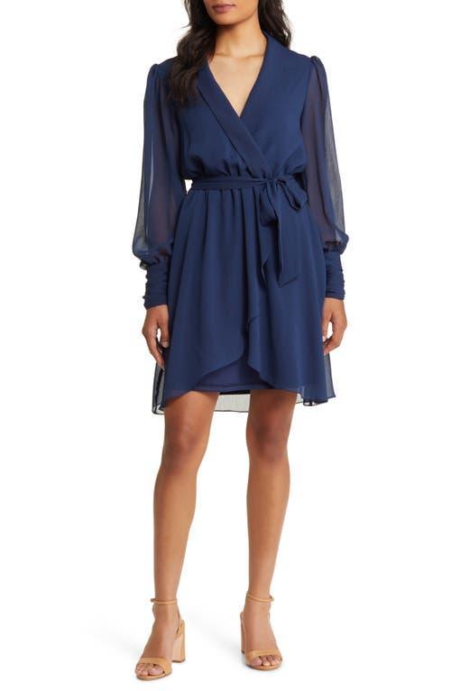 Julia Jordan Long Sleeve Chiffon Faux Wrap Dress Product Image