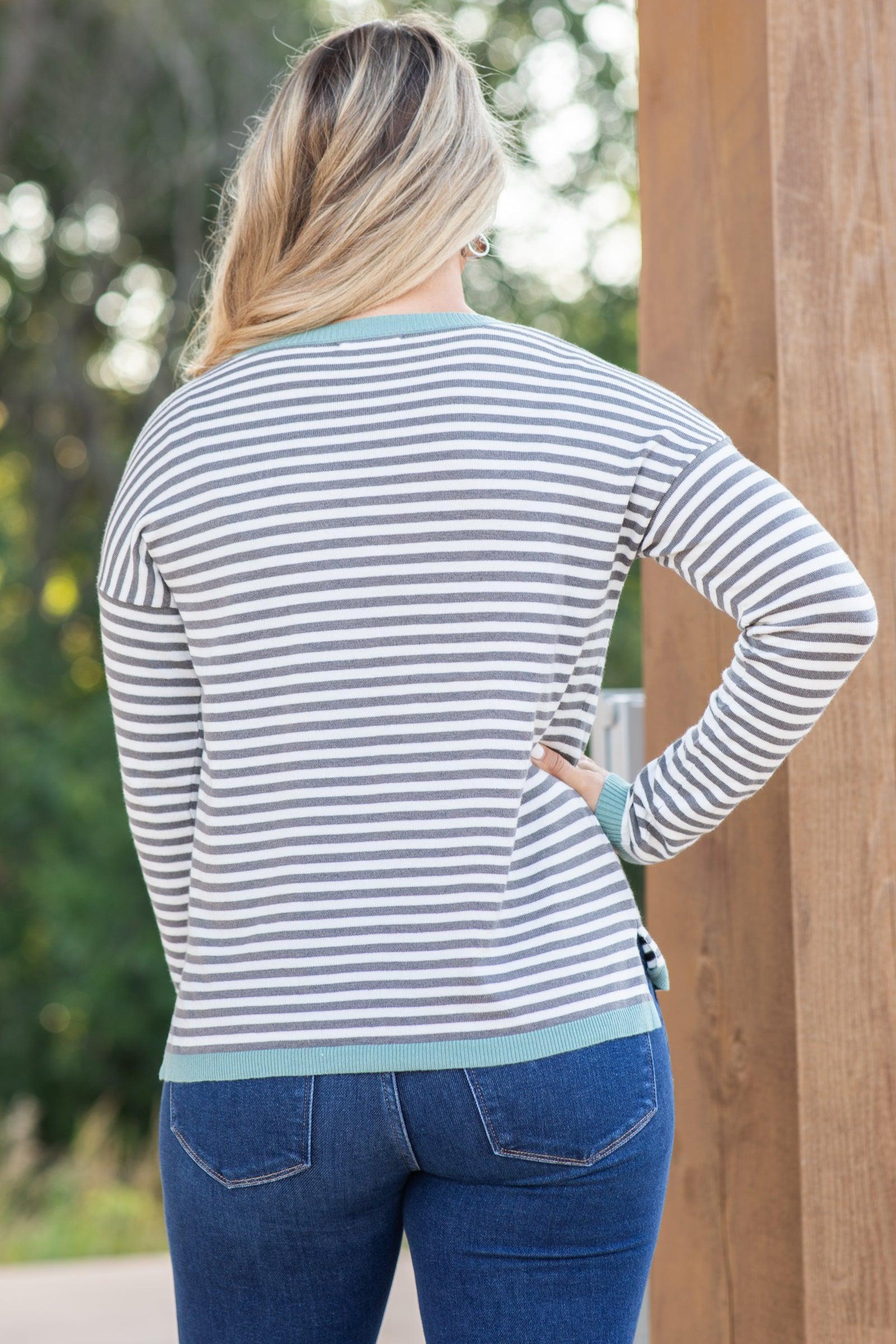 Stripe Long Sleeve Knit Top Product Image