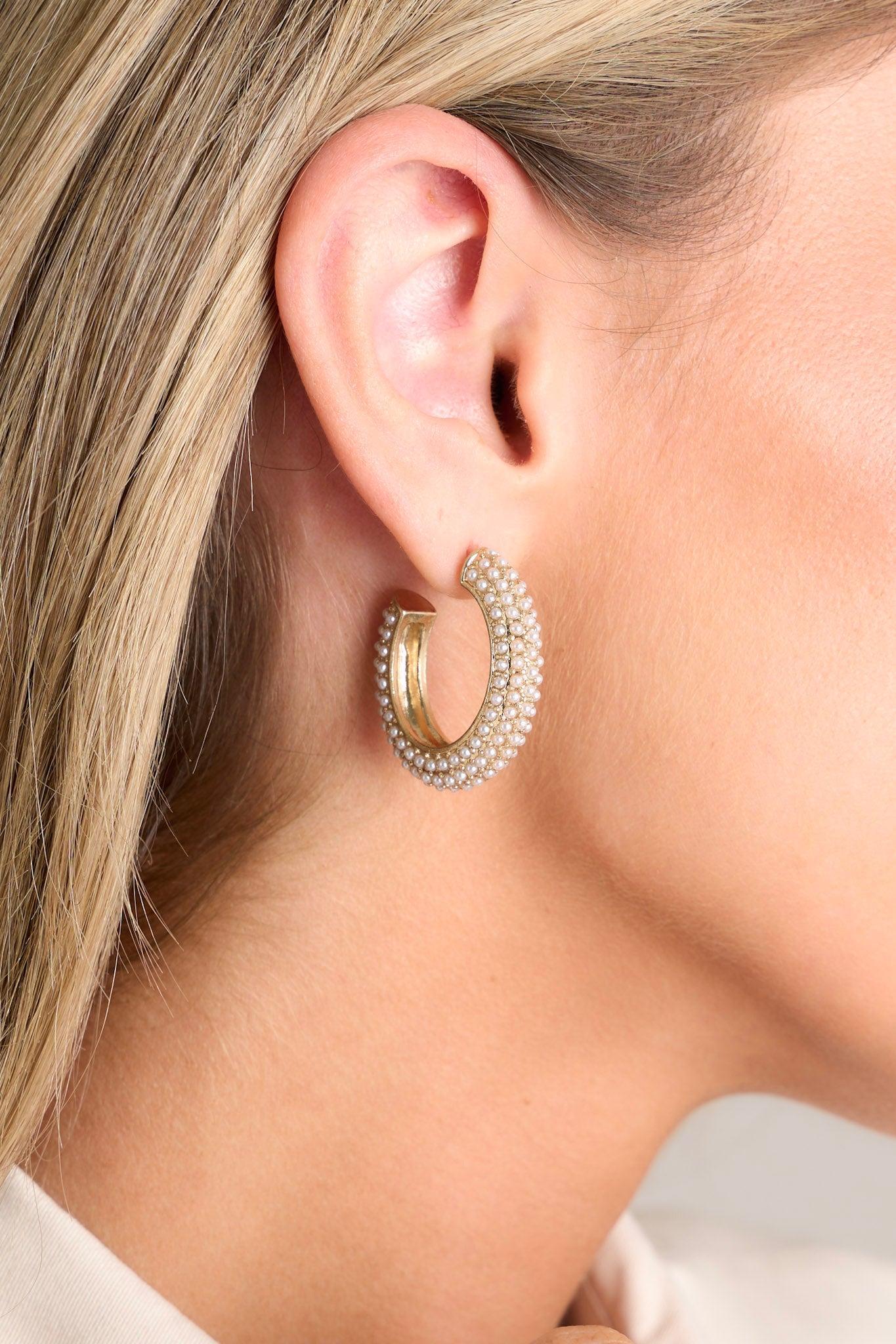 Golden Sands Pearl Hoop Earrings Product Image