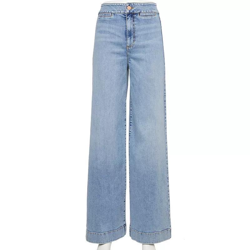 Petite LC Lauren Conrad Super High-Rise Palazzo Jeans, Womens Croft Blue Product Image