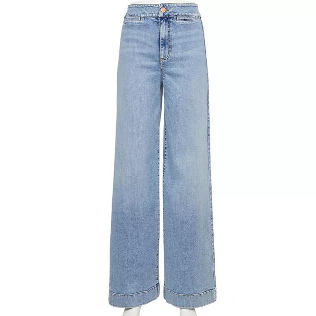 Petite LC Lauren Conrad Super High-Rise Palazzo Jeans, Womens Croft Blue Product Image