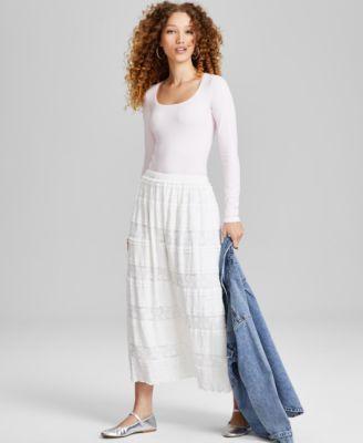 Women's Tiered Lace-Trim Maxi Skirt, Created for Macy's Product Image