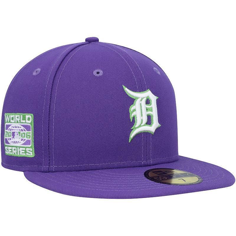 Men's New Era Purple Detroit Tigers Lime Side Patch 59FIFTY Fitted Hat Product Image