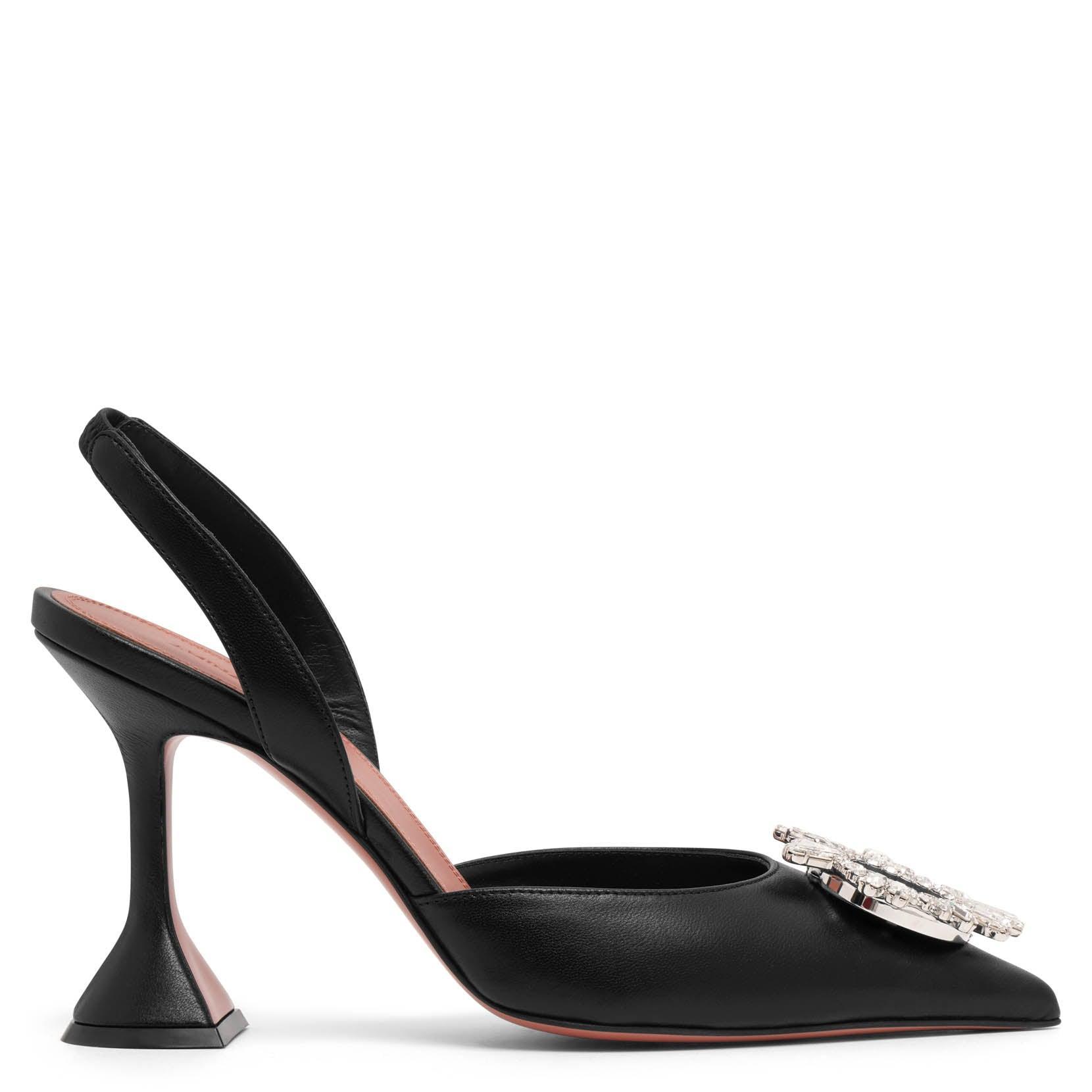 Satin Begum Slingback Heels 95 In Black Product Image