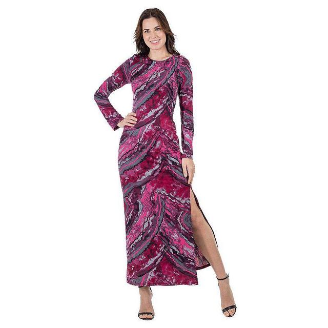 24/7 Comfort Apparel Long Sleeve Abstract Maxi Dress Product Image