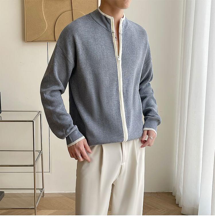 Mock Neck Zip-Up Cardigan Product Image