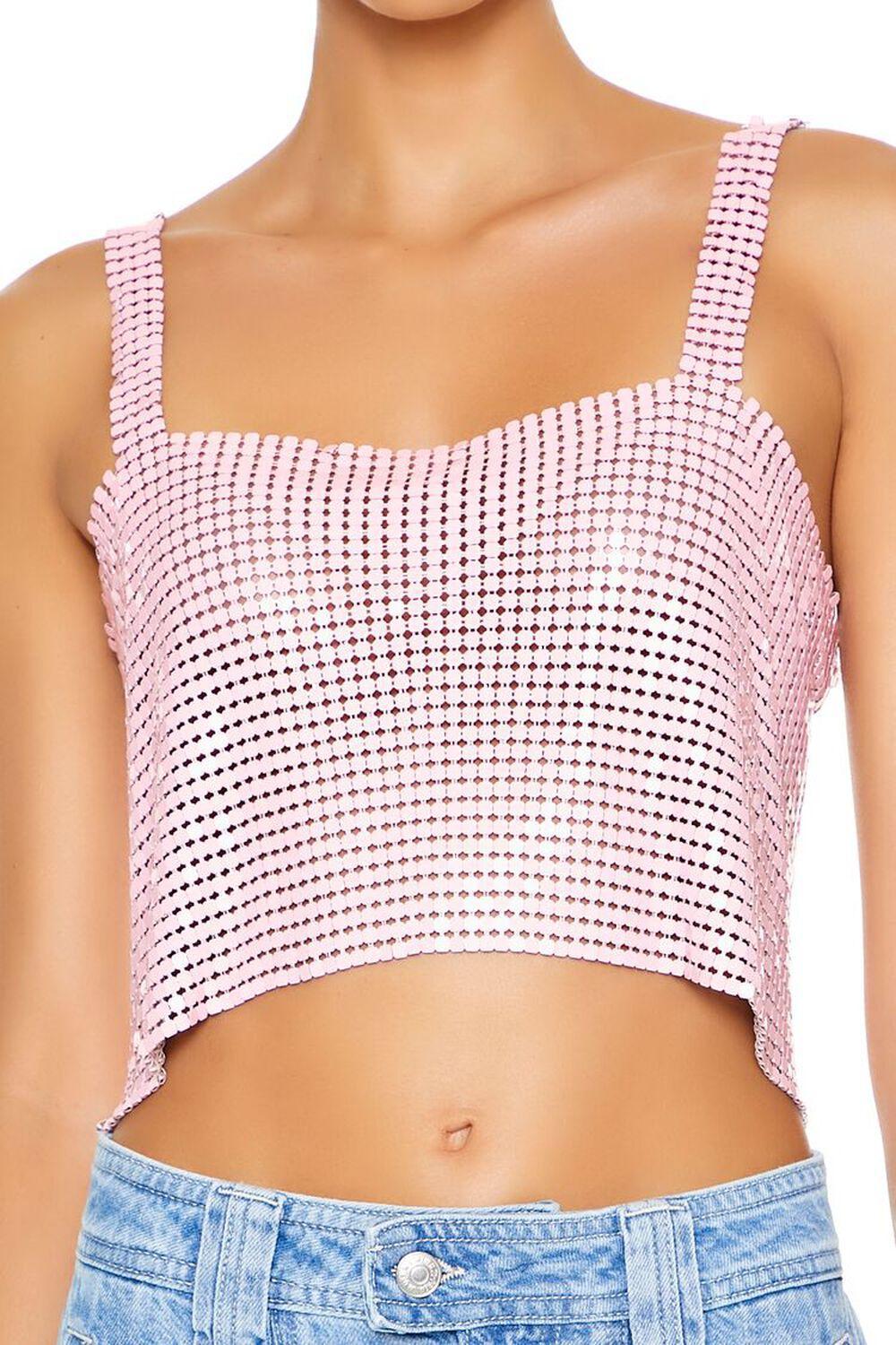 Chainmail Split-Back Crop Top | Forever 21 Product Image