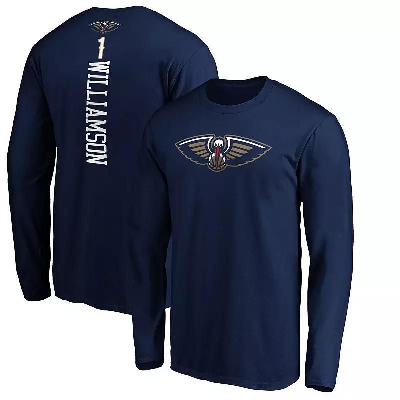 Mens Fanatics Branded Zion Williamson New Orleans Pelicans Team Playmaker Name & Number Long Sleeve T-Shirt Blue Product Image