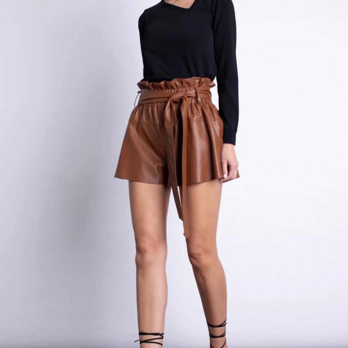 Karina Grimaldi Juana Vegan Leather Shorts Product Image