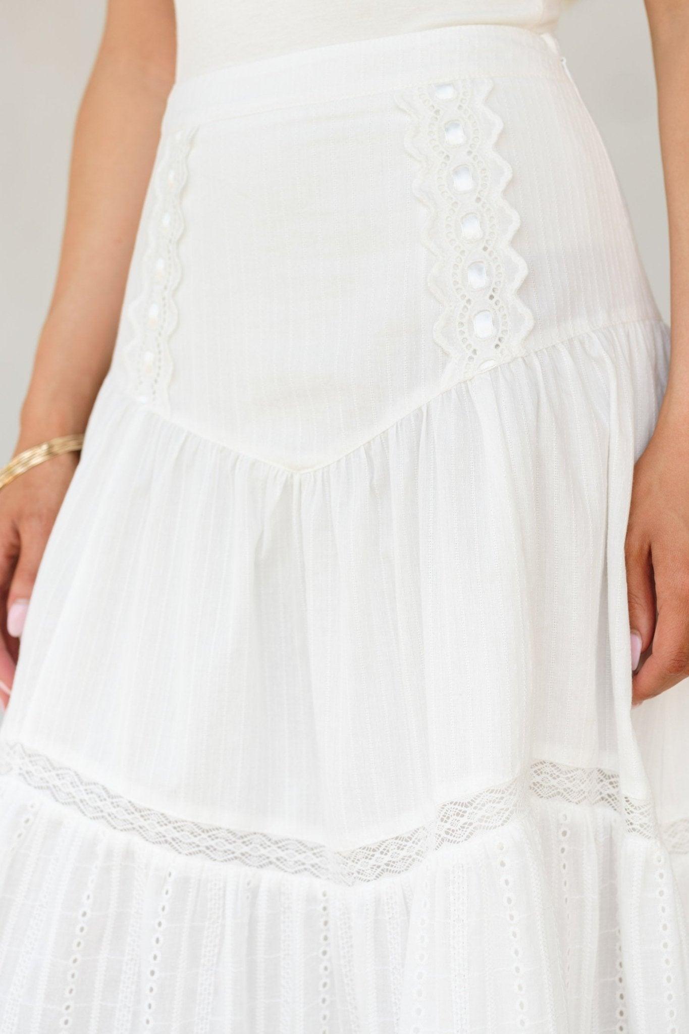 Aura Follow The Flow White Midi Skirt Product Image