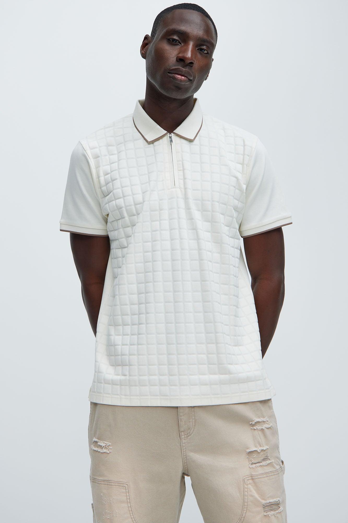 Square Textured Polo - Cream Product Image