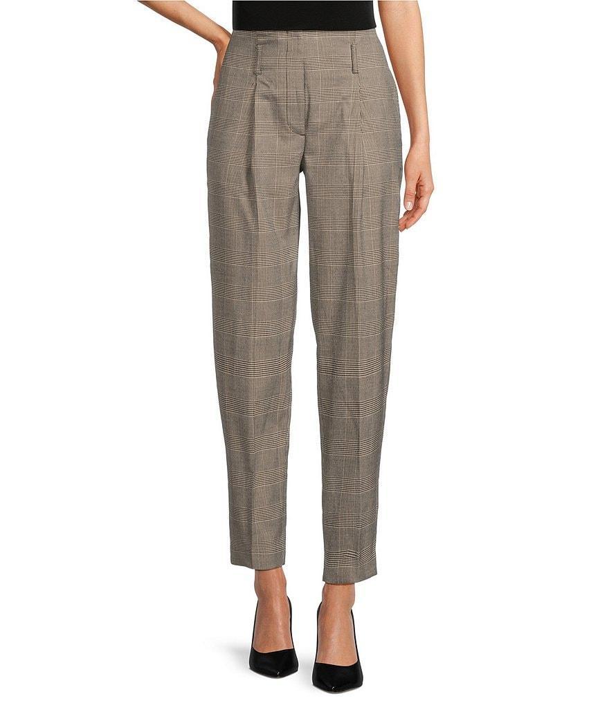 DKNY by Donna Karan Twill Plaid Paper Bag Ankle Length Pant Product Image