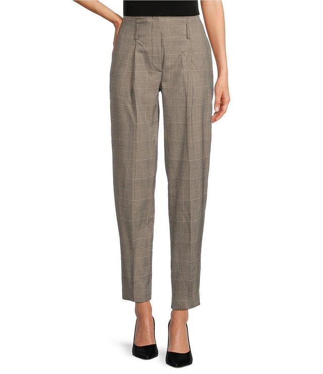 DKNY Twill Plaid Paper Bag Ankle Length Pant Product Image