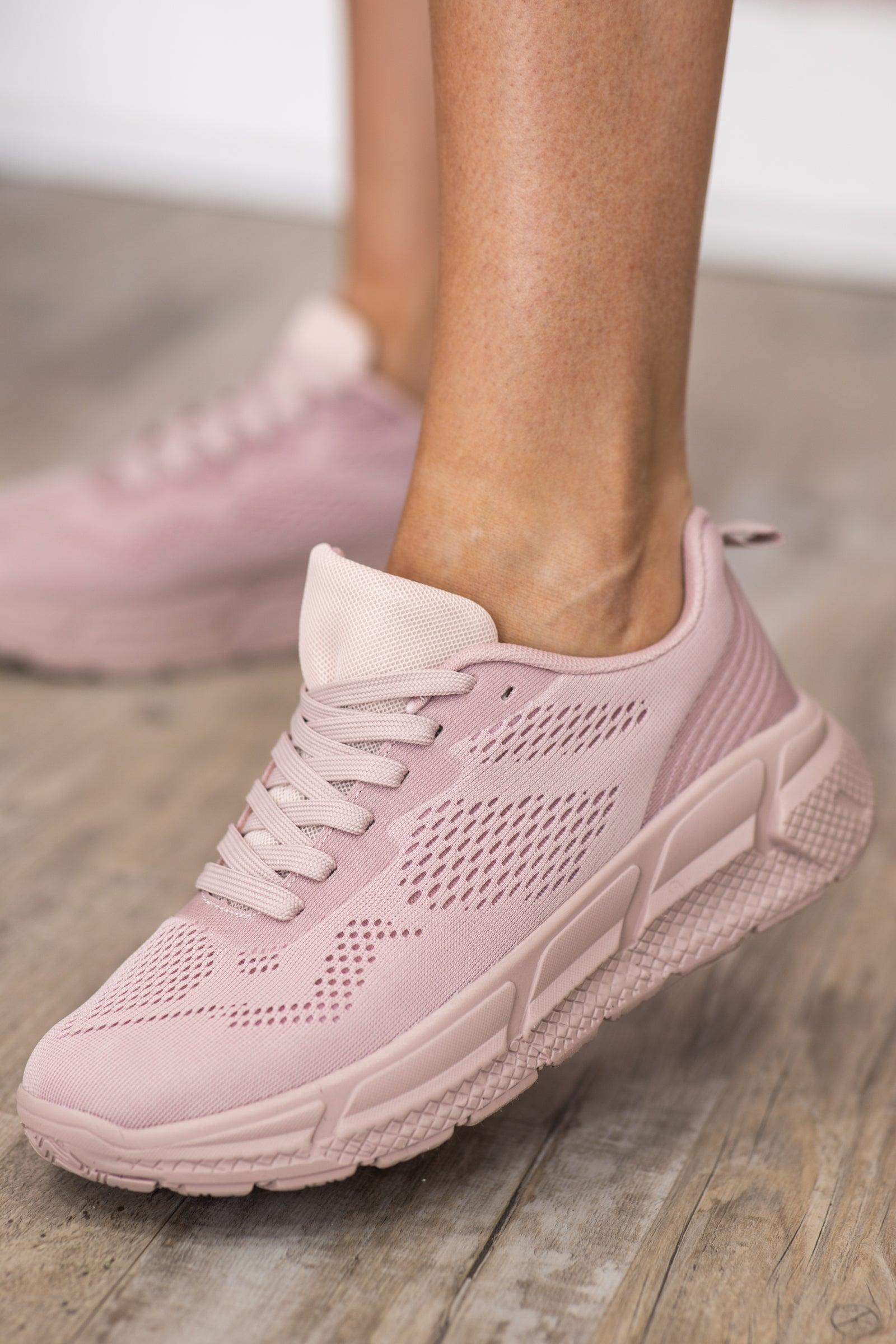 Dusty Rose Lace Up Athletic Sneaker Product Image