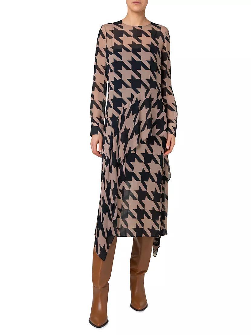 Oversized Houndstooth Drape Dress Product Image