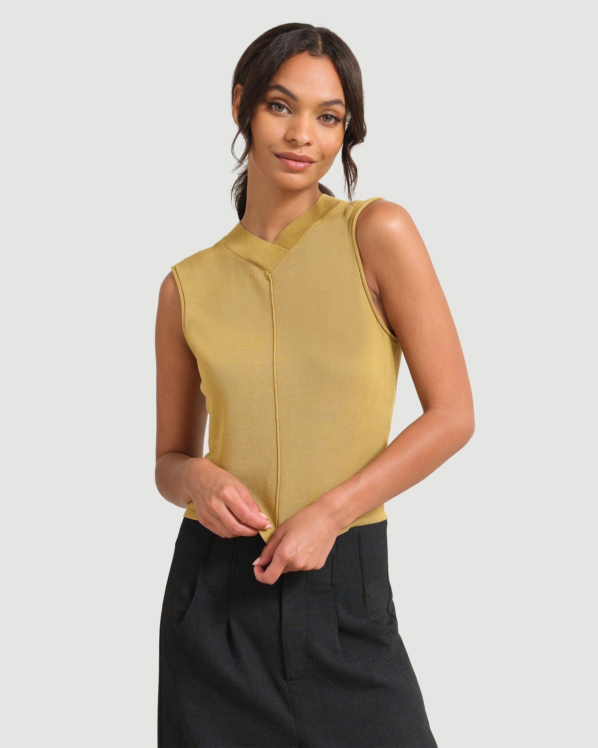 Priya V-Neck Cropped Sweater Tank Product Image