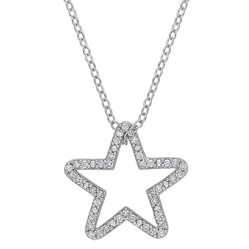 Stella Grace Sterling Silver 1/5 Carat T.W. Diamond Star Pendant Necklace, Womens White Product Image