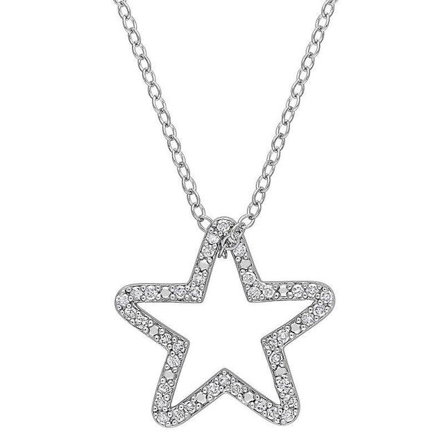 Stella Grace Sterling Silver 1/5 Carat T.W. Diamond Star Pendant Necklace, Womens White Product Image