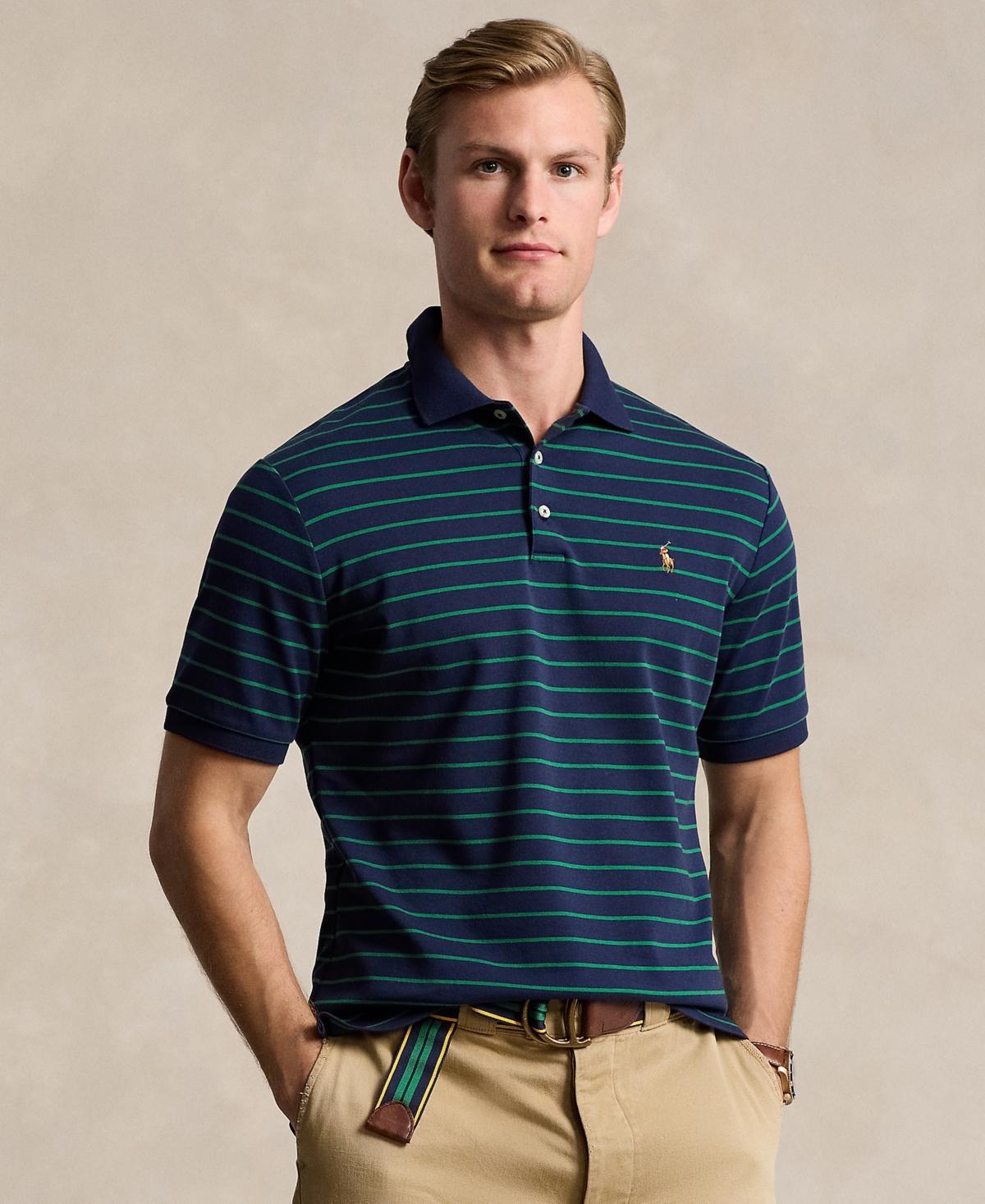 Men's Classic-fit Soft Cotton Polo Shirt In Carmel Pink,light Navy Product Image