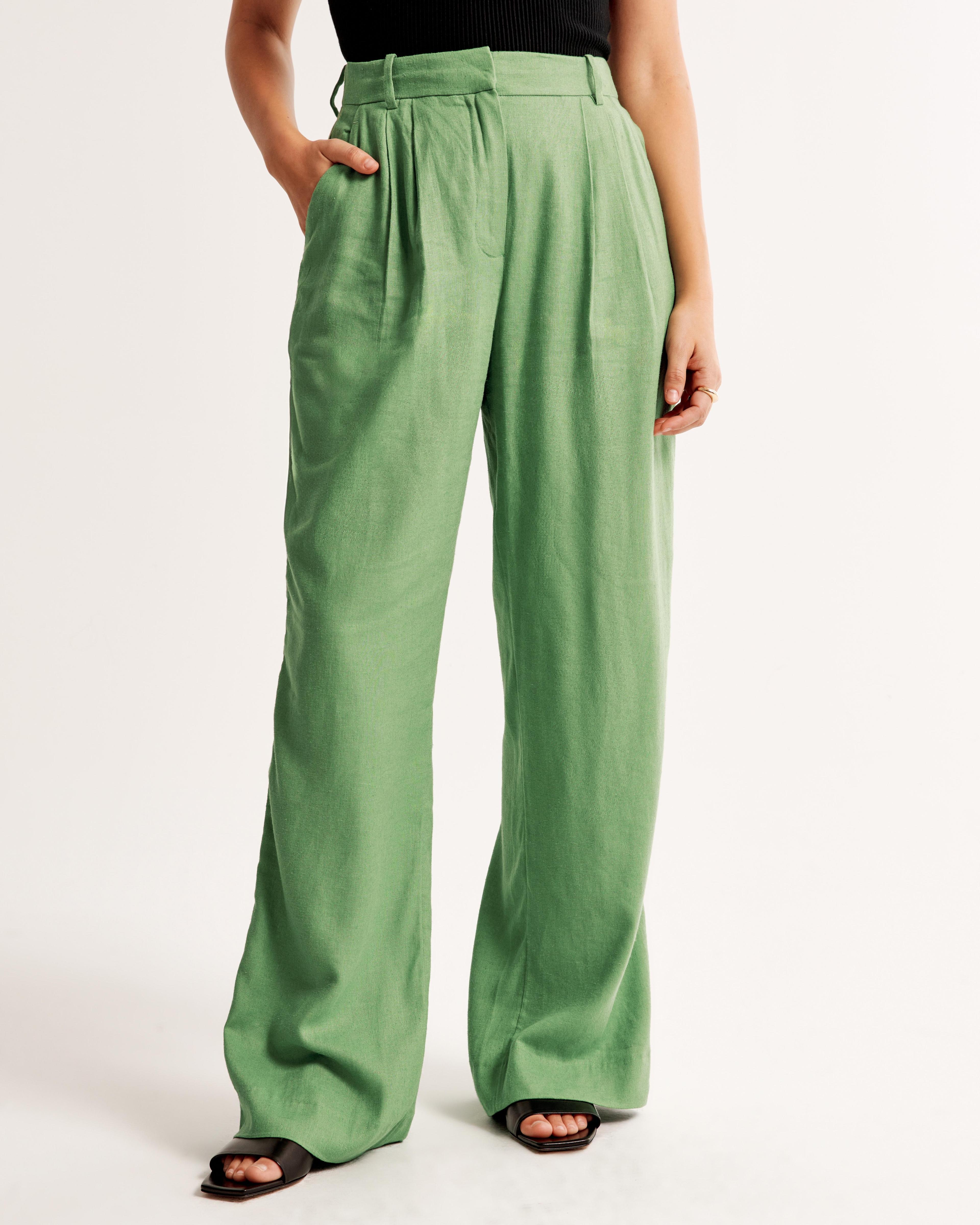 Curve Love A&F Sloane Tailored Linen-Blend Pant Product Image