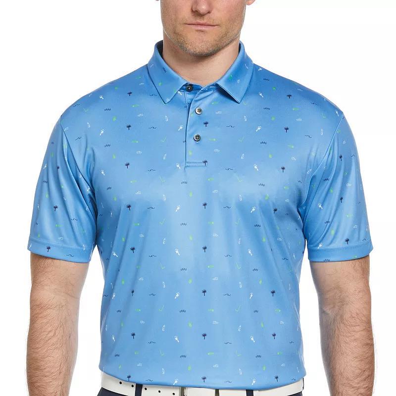 Mens Grand Slam Short Sleeve Allover Golf Print Conversational Polo Blue Product Image