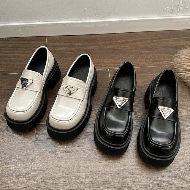 Platform Faux Leather Loafers Product Image