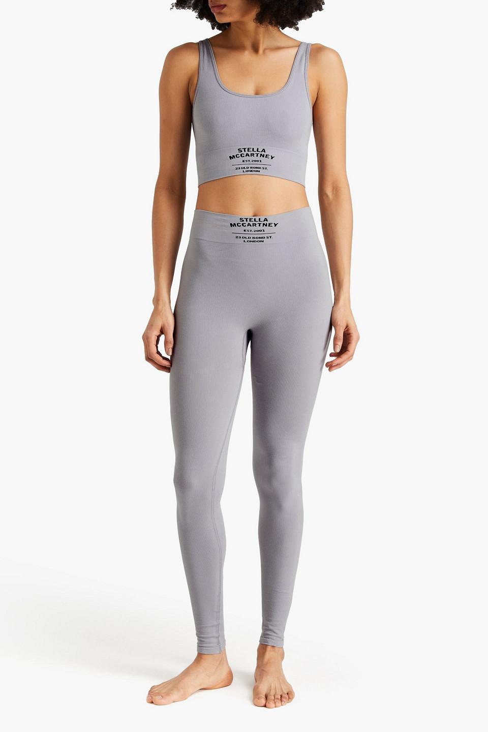 Logo Stretch Cotton Jersey Leggings In Grey Product Image