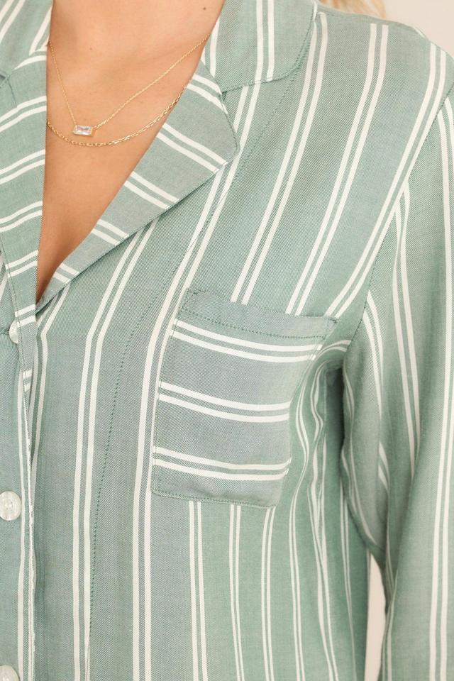 PJ Salvage Stripe Hype Sage PJ Top Product Image