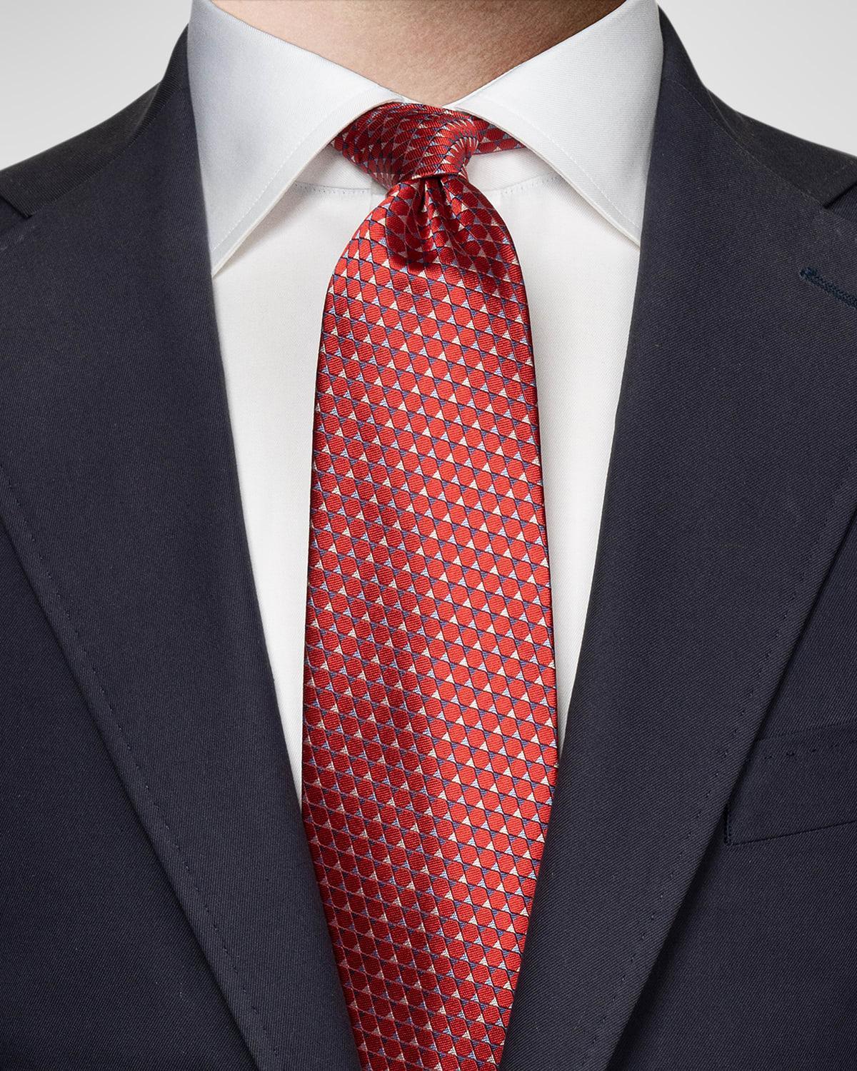 Men's Triangle-Print Silk Tie Product Image