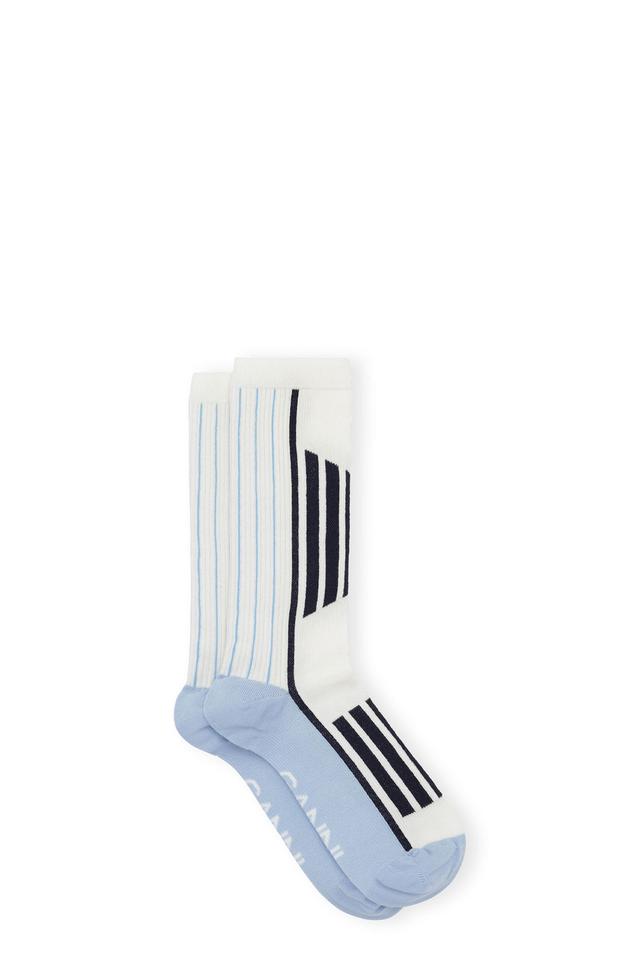 White/Blue Sporty Socks Product Image