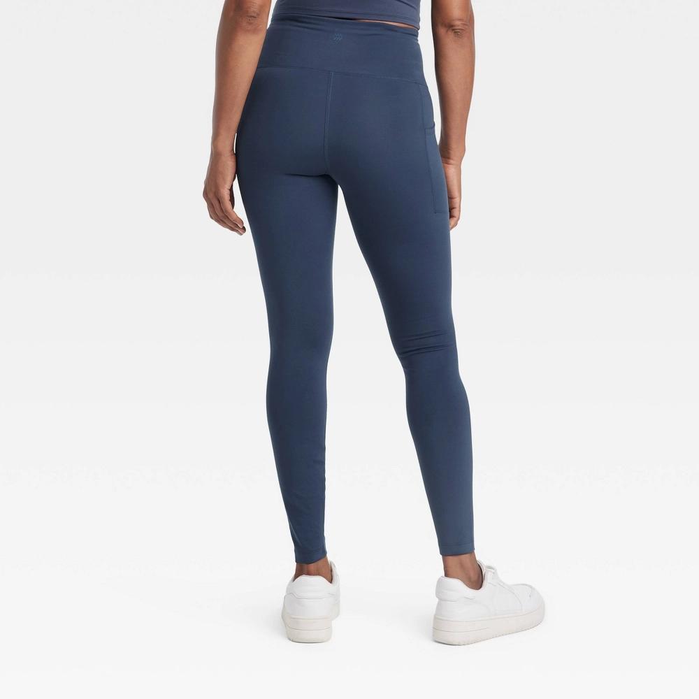 Womens High-Rise Winter Pocketed Leggings - All In Motion Navy Blue L Product Image