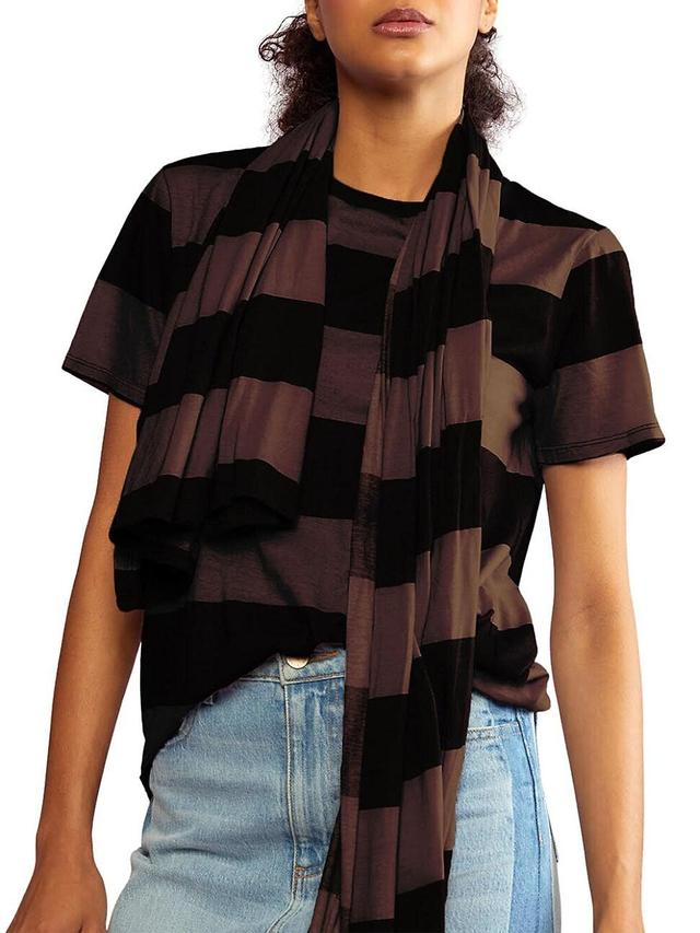 Womens Striped Cotton Jersey Scarf Product Image