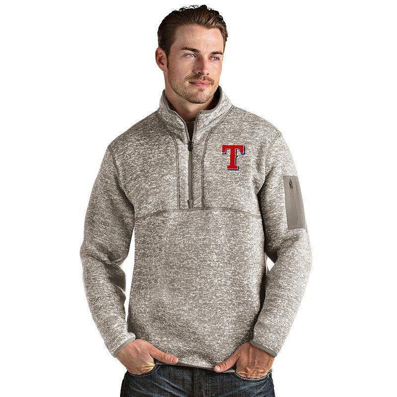 Mens Texas Rangers 1/4 Zip Pullover Sweater Beig/Green Product Image