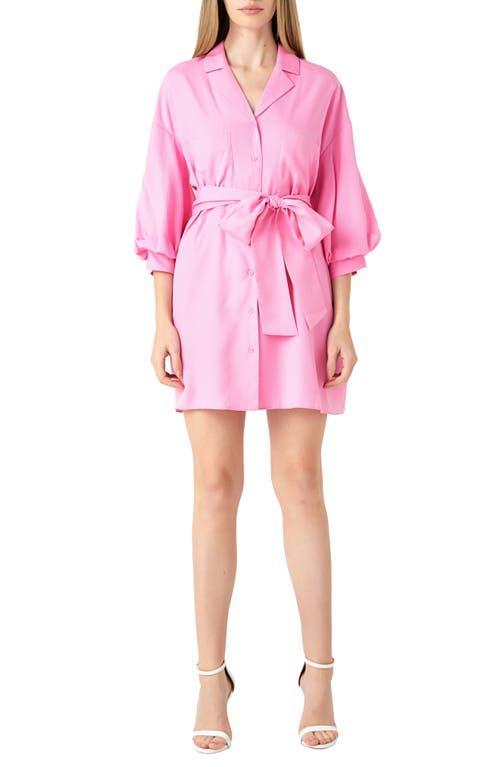 Womens Blouson Sleeve Belted Shirt Dress Product Image