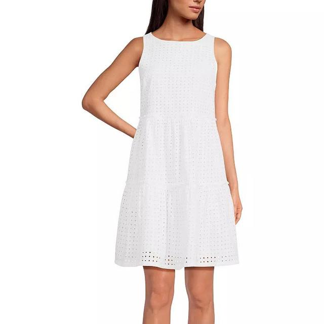 Womens Lands End Sleeveless Eyelet Midi Shirt Dress Product Image