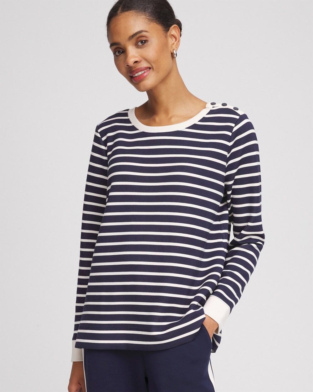 Women's Striped Scuba Mariner Top Product Image