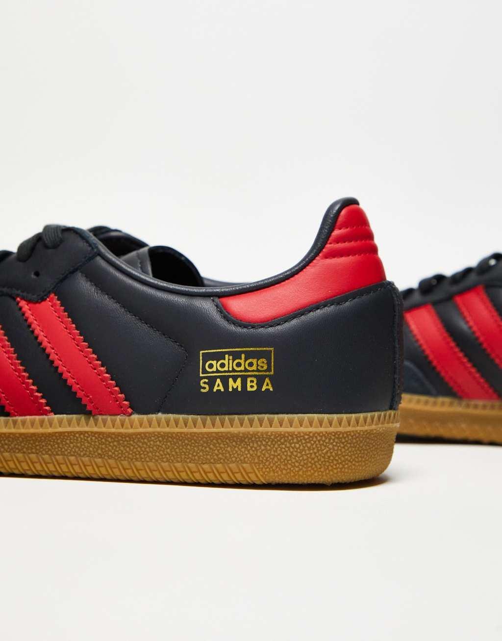 adidas Originals Samba sneakers in black and red Product Image