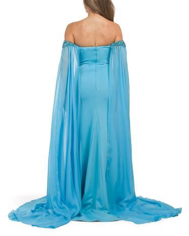 Sweetheart Mermaid Gown With Chiffon Cape for Women Product Image