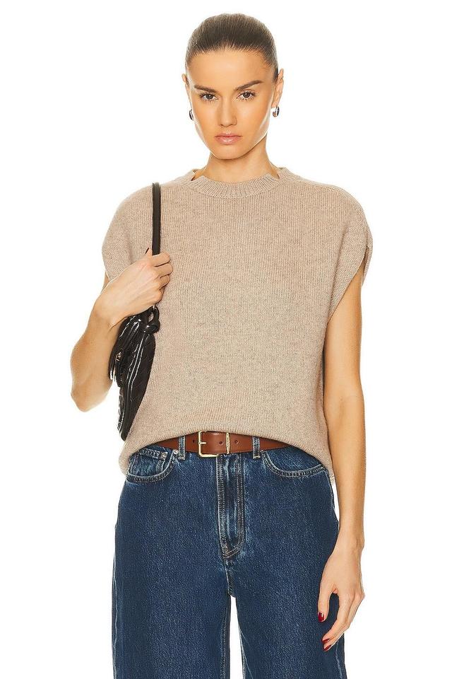 Loulou Studio Sagar Short Sleeve Sweater in Beige Product Image