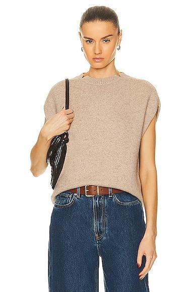 Loulou Studio Sagar Short Sleeve Sweater in Beige Product Image