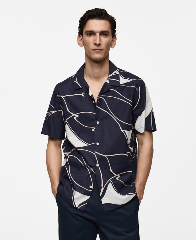 MANGO MAN - 100% cotton printed shirt dark navyMen Product Image