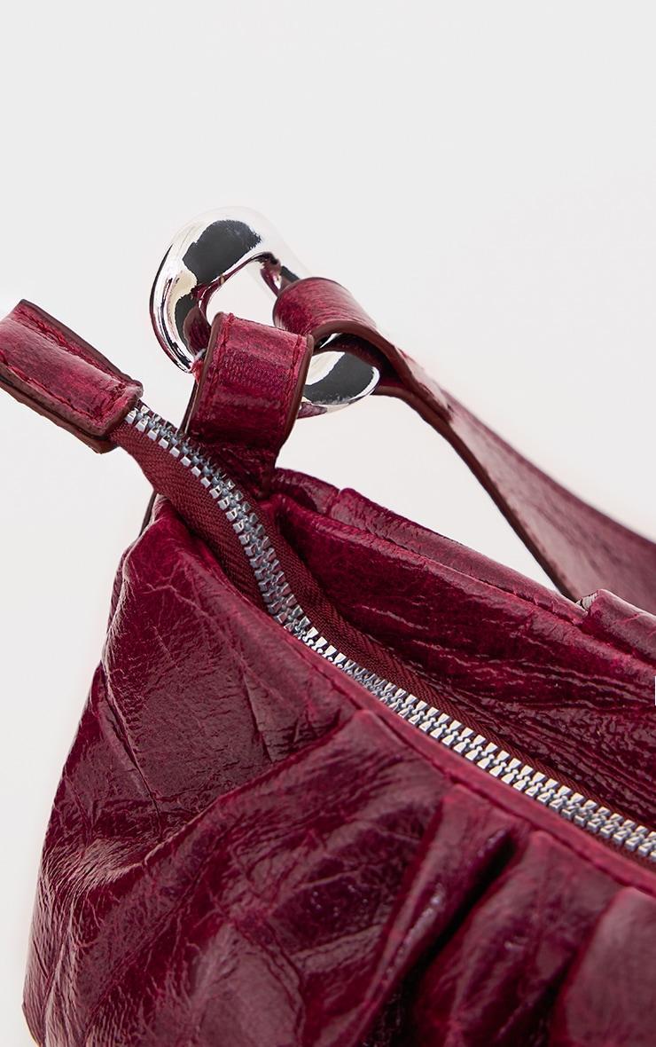 Burgundy Crinkle Ruched Shoulder Bag Product Image