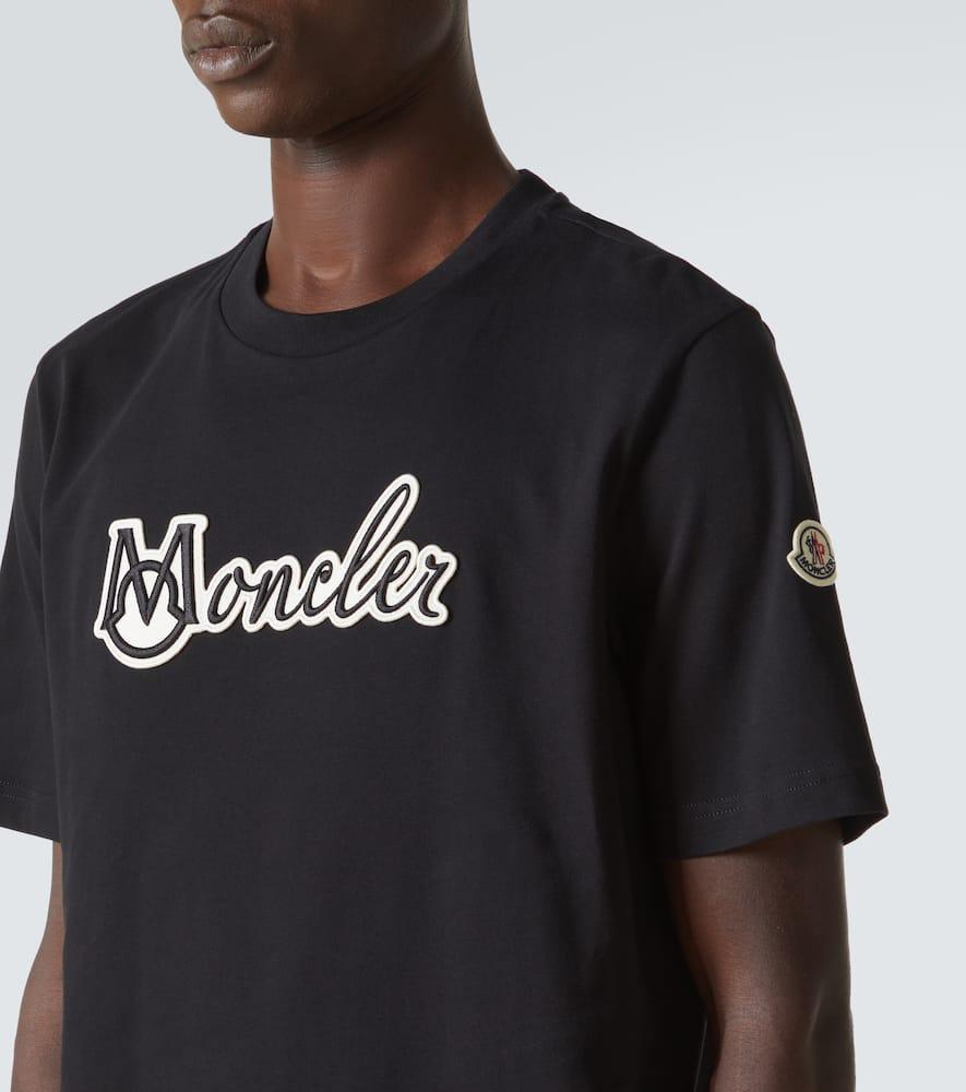 MONCLER Cotton Embroidered Logo Graphic Tee In Black Product Image