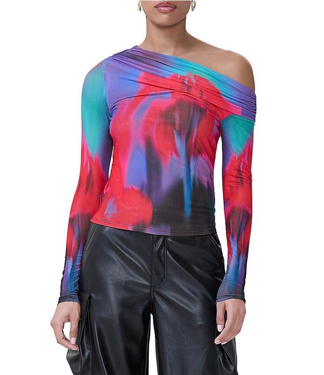 AFRM Barry Printed One Shoulder Neck Long Sleeve Top Product Image