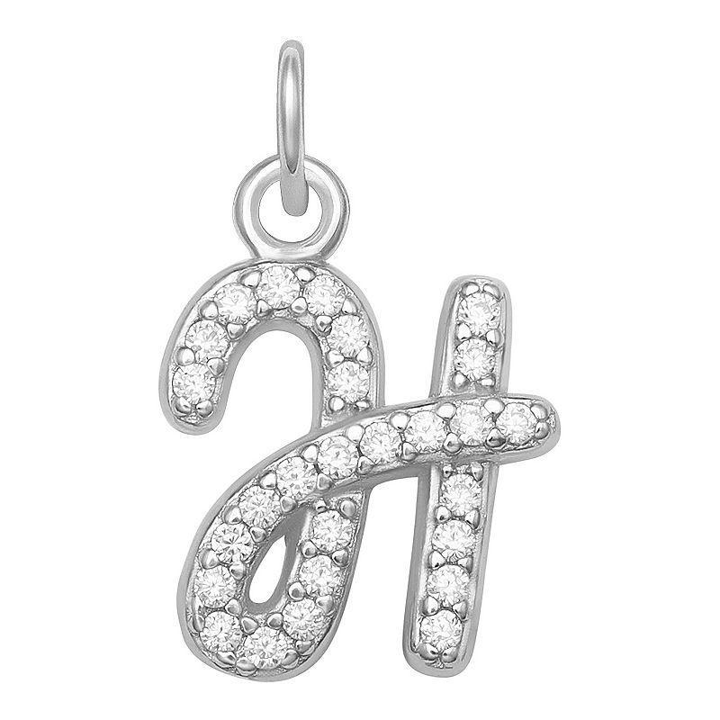 LC Lauren Conrad Sterling Silver Cubic Zirconia Initial Charm, Womens, Grey Product Image