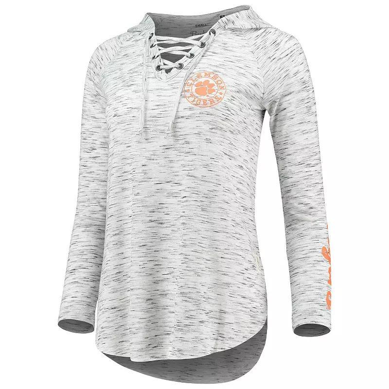 Womens Pressbox Gray Clemson Tigers Space Dye Lace-Up V-Neck Long Sleeve T-Shirt Product Image