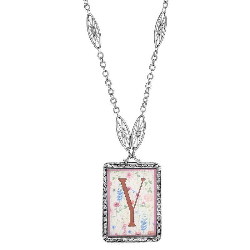 1928 Floral Motif Initial Pendant, Womens, Z Product Image